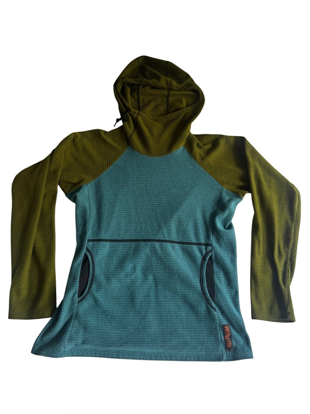Melanzana Microgrid Hoodie - Teal and Olive - Womens Small